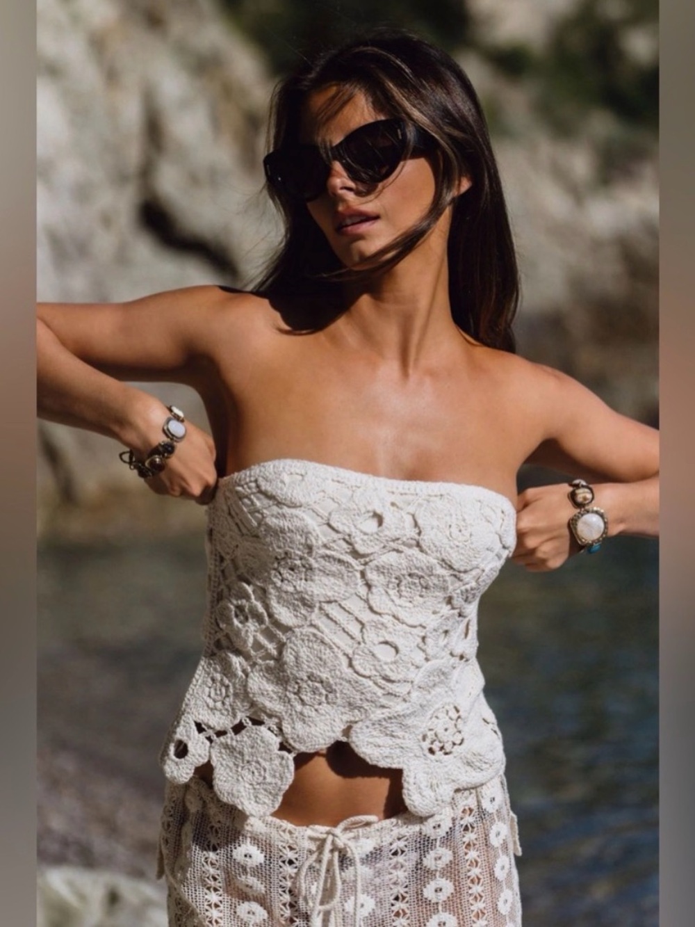 12th Tribe Marseille Ivory
Strapless Crotchet Top